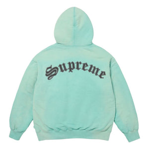 SUPREME SHEARLING LINED ZIP UP HOODED SWEATSHIRT-DUSTY AQUA