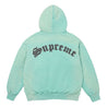 SUPREME SHEARLING LINED ZIP UP HOODED SWEATSHIRT-DUSTY AQUA