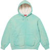 SUPREME SHEARLING LINED ZIP UP HOODED SWEATSHIRT-DUSTY AQUA