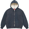 SUPREME SHEARLING LINED ZIP UP HOODED SWEATSHIRT-NAVY