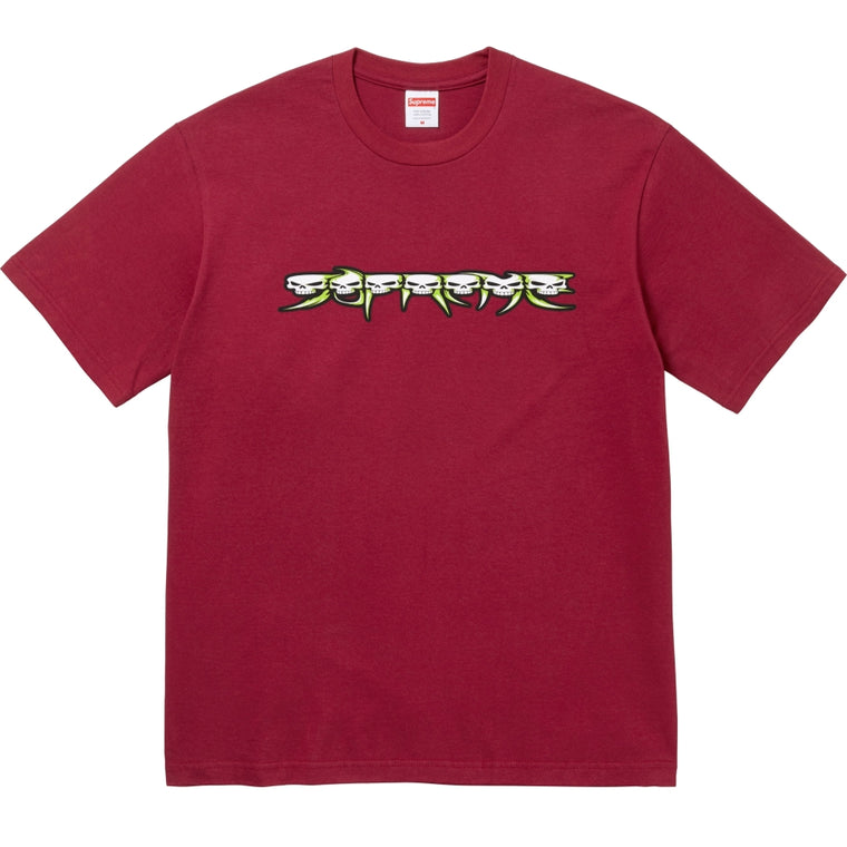 SUPREME SKULLS SPELLOUT TEE-BURGUNDY