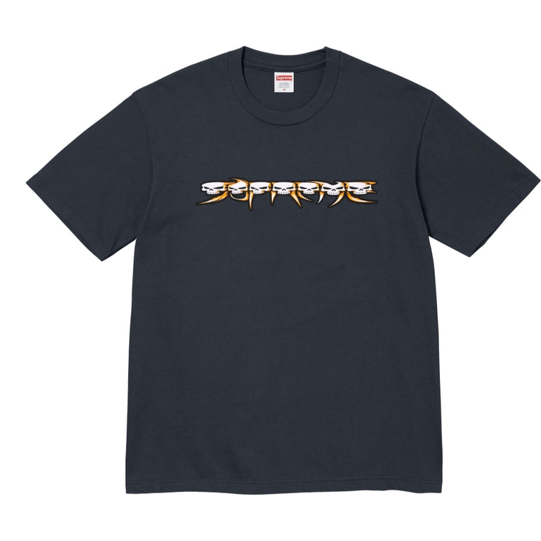 SUPREME SKULLS SPELLOUT TEE-NAVY