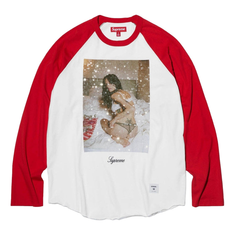 SUPREME LARRY CLARK SEQUIN RAGLAN L/S TOP-RED