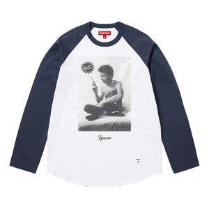 SUPREME LARRY CLARK SEQUIN RAGLAN L/S TOP-NAVY