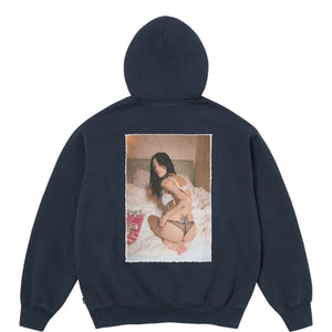 SUPREME LARRY CLARK ZIP UP HOODED SWEATSHIRT-NAVY