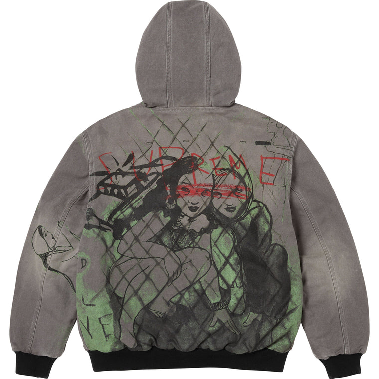 SUPREME RITA ACKERMANN HOODED WORK JACKET-GREY