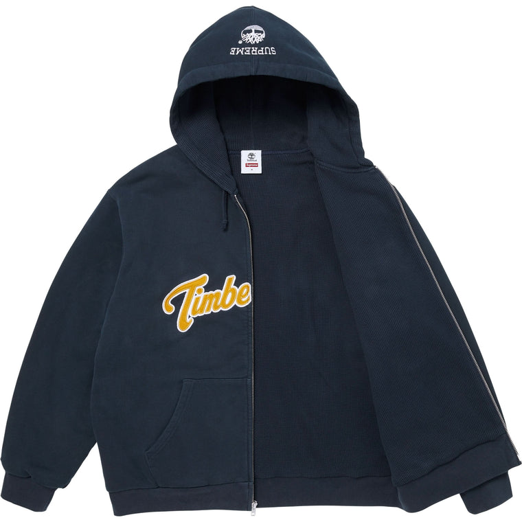 SUPREME TIMBERLAND® THERMAL LINED ZIP UP HOODED SWEATSHIRT-NAVY
