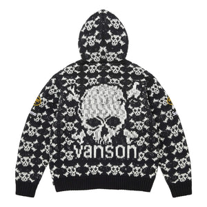 SUPREME VANSON LEATHERS SKULL ZIP UP HOODED SWEATER-BLACK