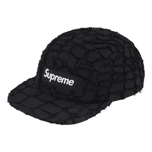 SUPREME FRAYED CROC DENIM CAMP CAP-BLACK