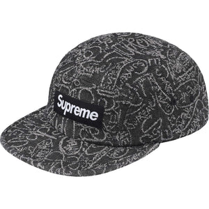 SUPREME HANDWRITING DENIM CAMP CAP-BLACK