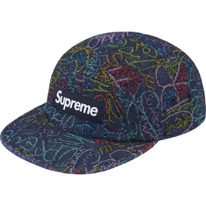 SUPREME HANDWRITING DENIM CAMP CAP-INDIGO