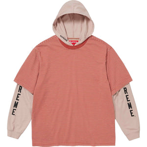 SUPREME LAYERED HOODED L/S TOP-TAN