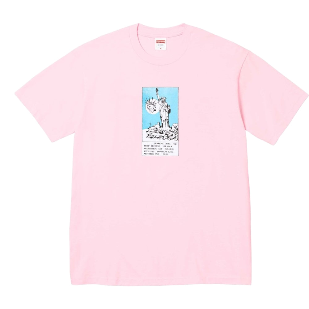 SUPREME LIBERTY TEE-LIGHT PINK