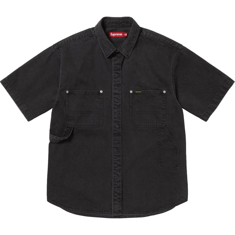 SUPREME LOOSE FIT S/S DENIM PAINTER SHIRT-BLACK
