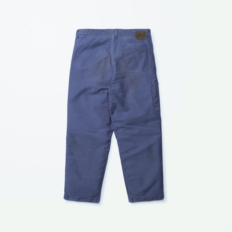 MADNESS VTG ONE-TUCK WORK PANTS (MOLESKIN) (MADE IN JAPAN)-BLUE IRIS
