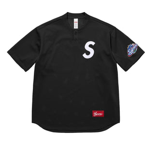 SUPREME S LOGO BASEBALL HENLEY-BLACK
