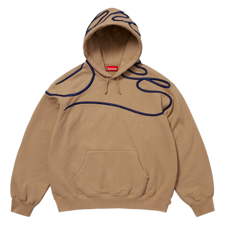 SUPREME SHOULDER SCRIPT HOODED SWEATSHIRT-TAN