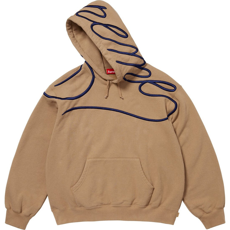 SUPREME SHOULDER SCRIPT HOODED SWEATSHIRT-TAN