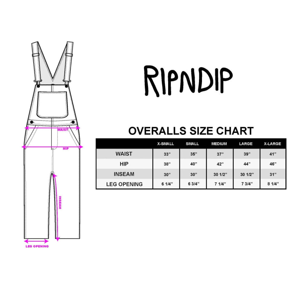 RIPNDIP BIG PUSSY ENERGY COTTON TWILL OVERALLS-BLACK