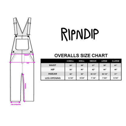 RIPNDIP BIG PUSSY ENERGY COTTON TWILL OVERALLS-BLACK