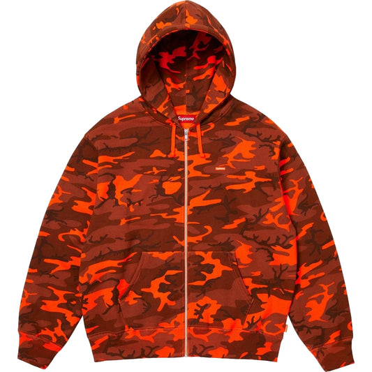 SUPREME SMALL BOX ZIP UP HOODED SWEATSHIRT-BRIGHT ORANGE CAMO