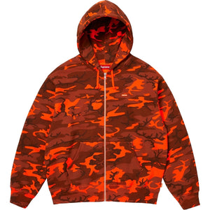 SUPREME SMALL BOX ZIP UP HOODED SWEATSHIRT-BRIGHT ORANGE CAMO