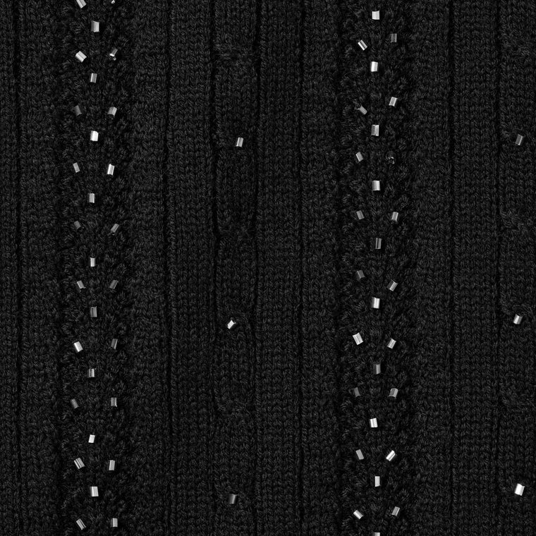 SUPREME BEADED ZIP POLO-BLACK