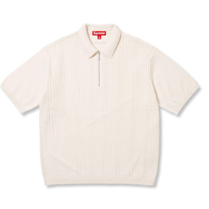 SUPREME BEADED ZIP POLO-CREAM