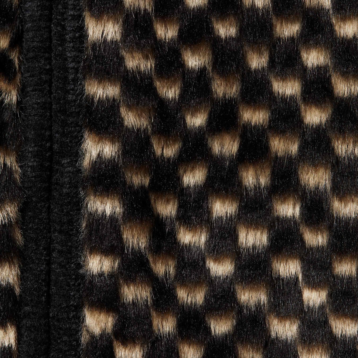 SUPREME CHECKERBOARD FAUX FUR ZIP UP HOODED SWEATER-BLACK