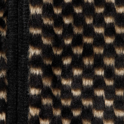 SUPREME CHECKERBOARD FAUX FUR ZIP UP HOODED SWEATER-BLACK