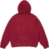 SUPREME CHECKERBOARD FAUX FUR ZIP UP HOODED SWEATER-RED