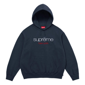 SUPREME CLASSIC LOGO HOODED SWEATSHIRT-NAVY