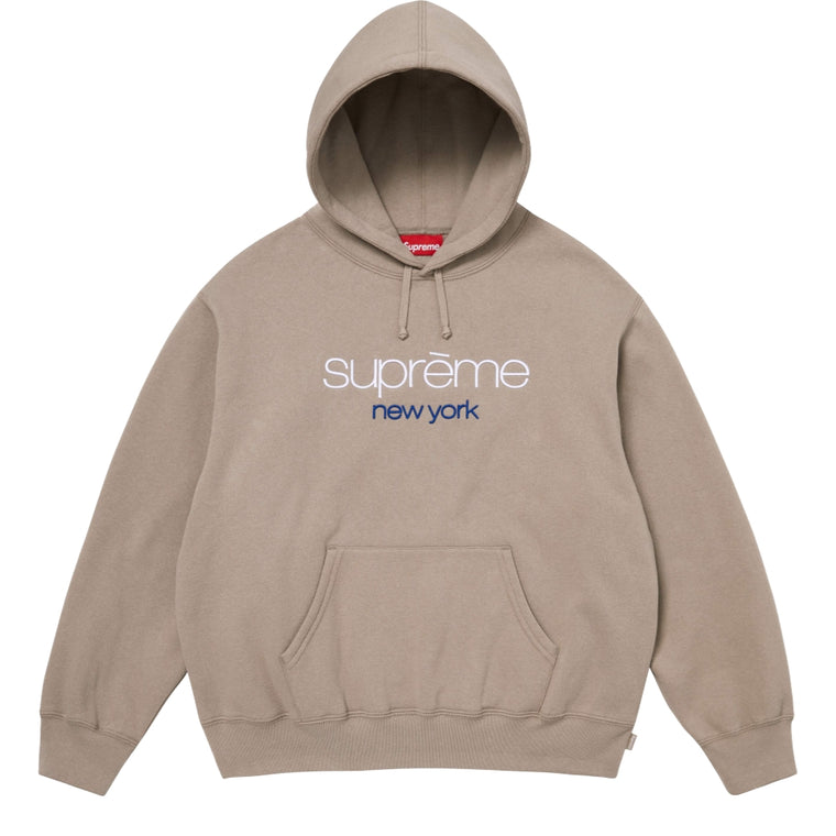 SUPREME CLASSIC LOGO HOODED SWEATSHIRT-TAUPE