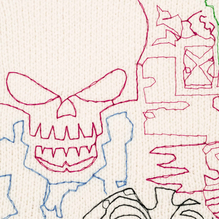 SUPREME COLLAGE EMBROIDERED SWEATER-WHITE