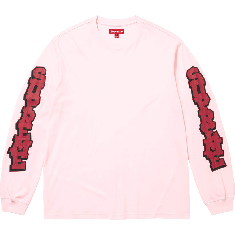 SUPREME CRACKED SLEEVE L/S TOP-WASHED PINK