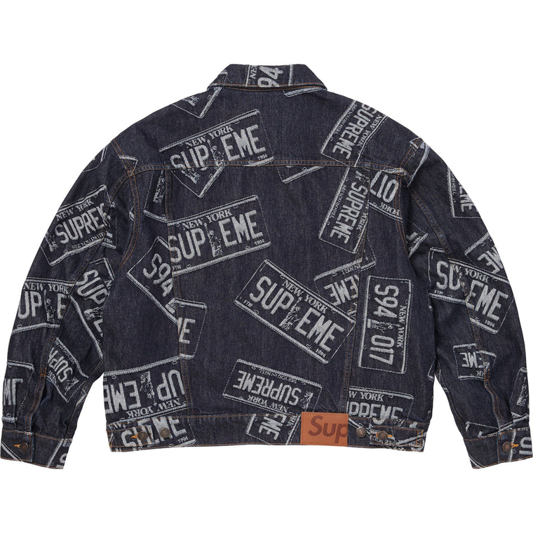 SUPREME DENIM TRUCKER JACKET-LICENSE PLATE