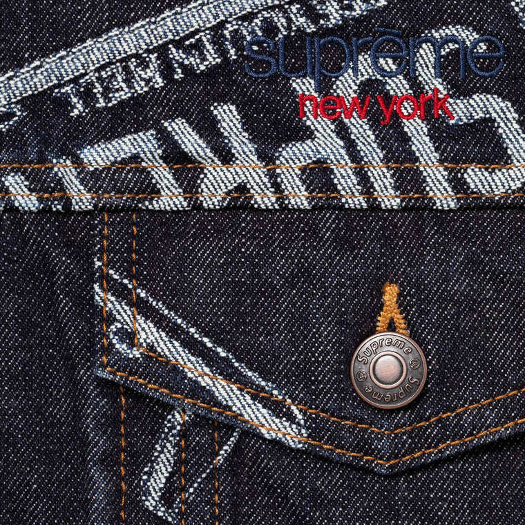 SUPREME DENIM TRUCKER JACKET-LICENSE PLATE