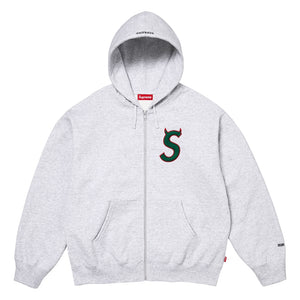 SUPREME DEVIL S LOGO ZIP UP HOODED SWEATSHIRT-ASH GREY