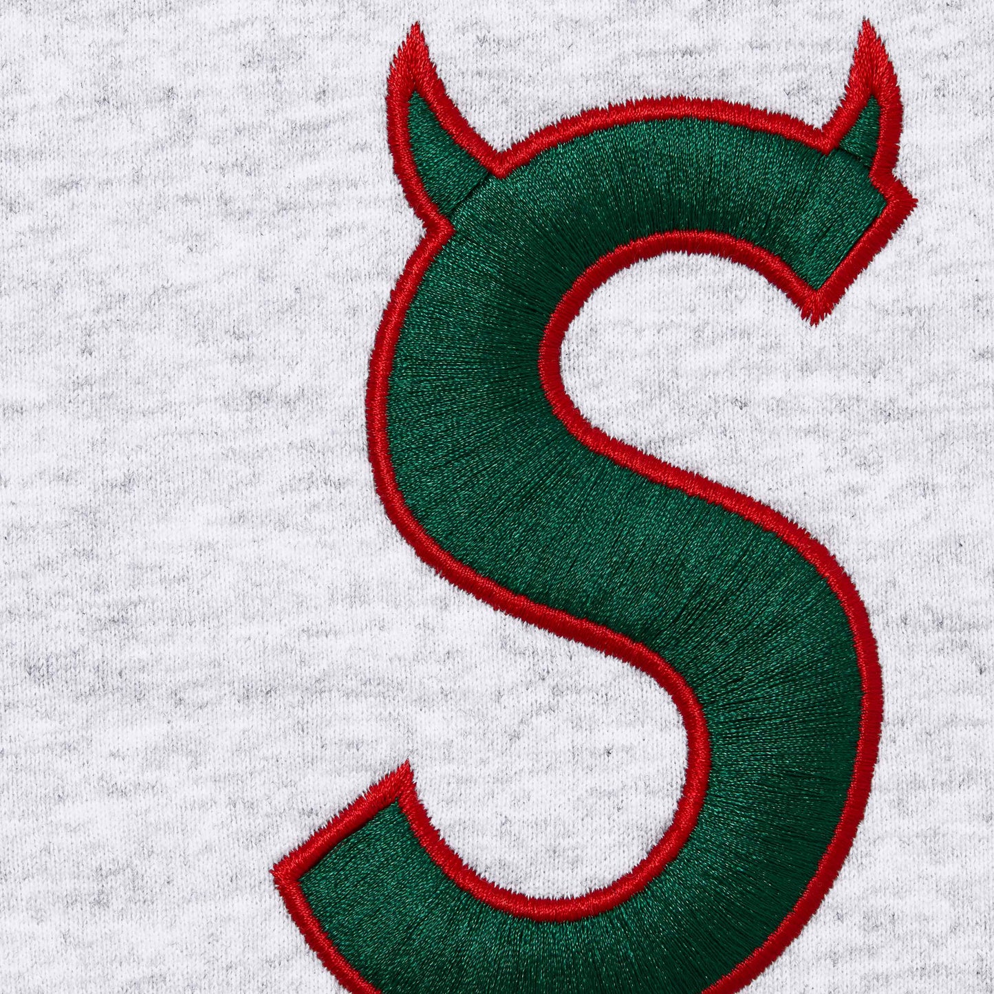 SUPREME DEVIL S LOGO ZIP UP HOODED SWEATSHIRT-ASH GREY