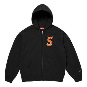 SUPREME DEVIL S LOGO ZIP UP HOODED SWEATSHIRT-BLACK