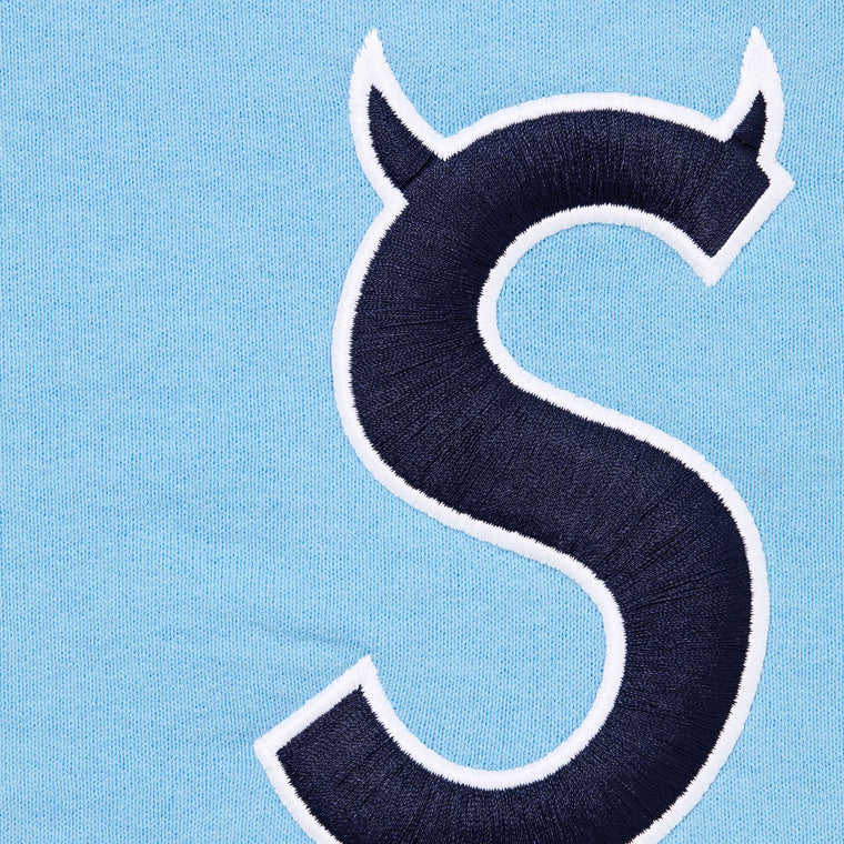 SUPREME DEVIL S LOGO ZIP UP HOODED SWEATSHIRT-LIGHT BLUE