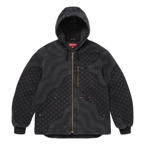SUPREME FLAG QUILTED HOODED WORK JACKET-BLACK