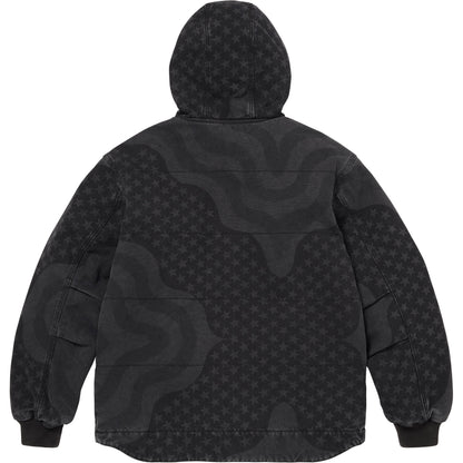 SUPREME FLAG QUILTED HOODED WORK JACKET-BLACK