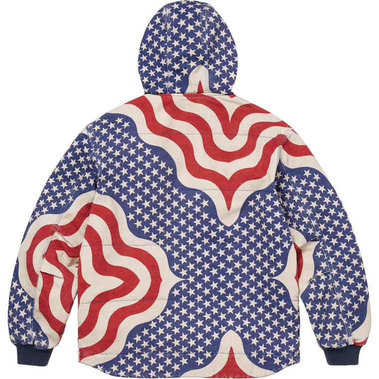 SUPREME FLAG QUILTED HOODED WORK JACKET-MULTI