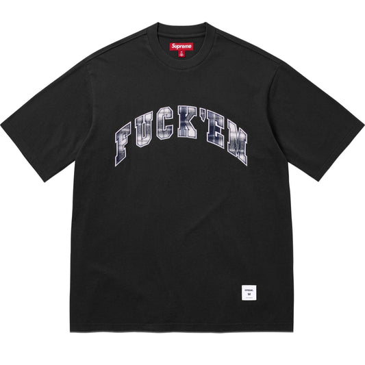 SUPREME FUCK EM PLAID S/S TOP-BLACK