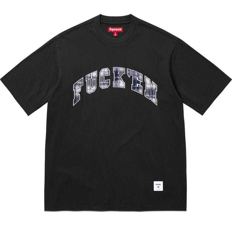 SUPREME FUCK EM PLAID S/S TOP-BLACK