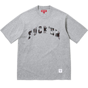 SUPREME FUCK EM PLAID S/S TOP-HEATHER GREY