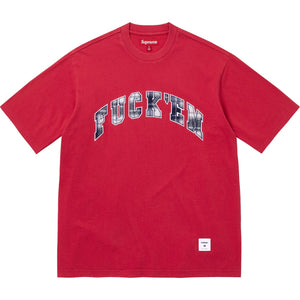 SUPREME FUCK EM PLAID S/S TOP-RED