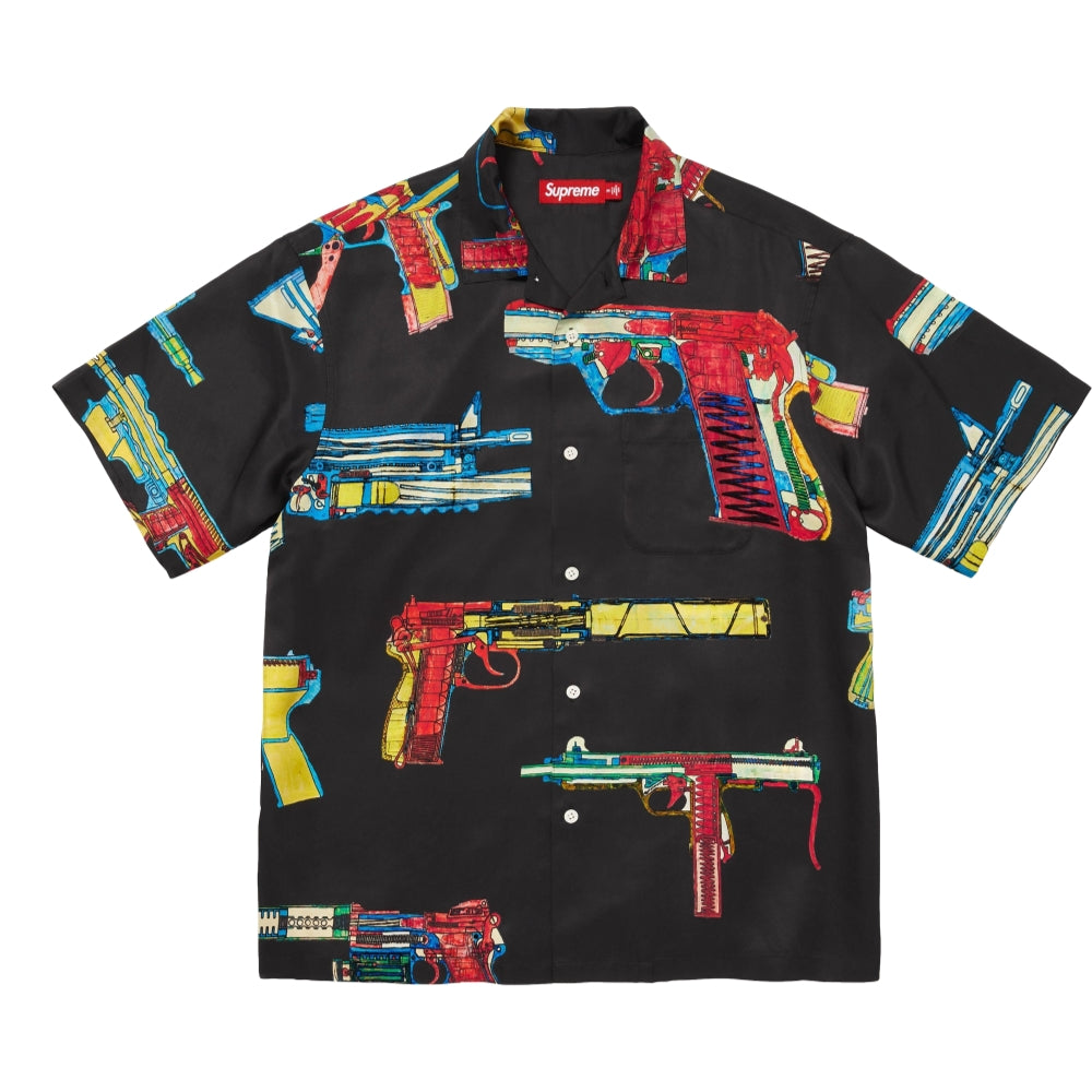 SUPREME GUNS SILK S/S SHIRT-BLACK