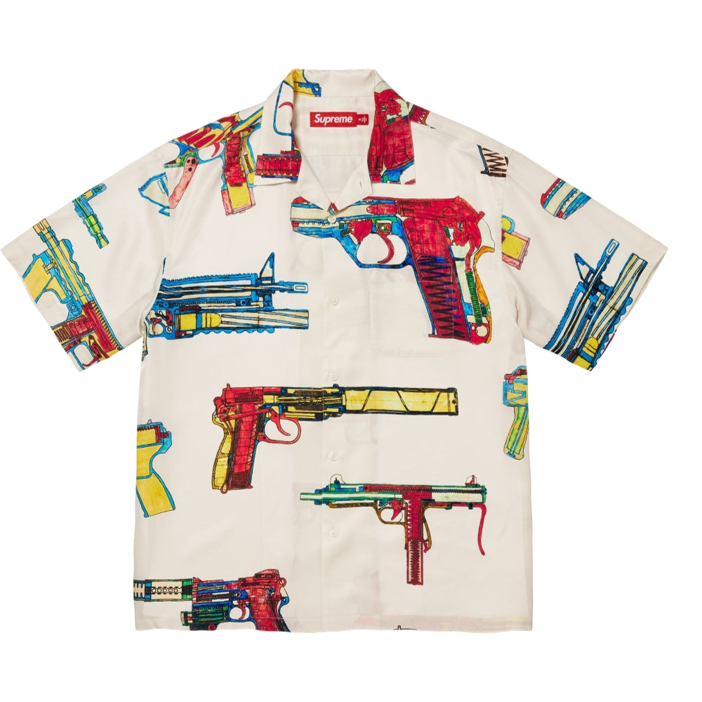 SUPREME GUNS SILK S/S SHIRT-WHITE
